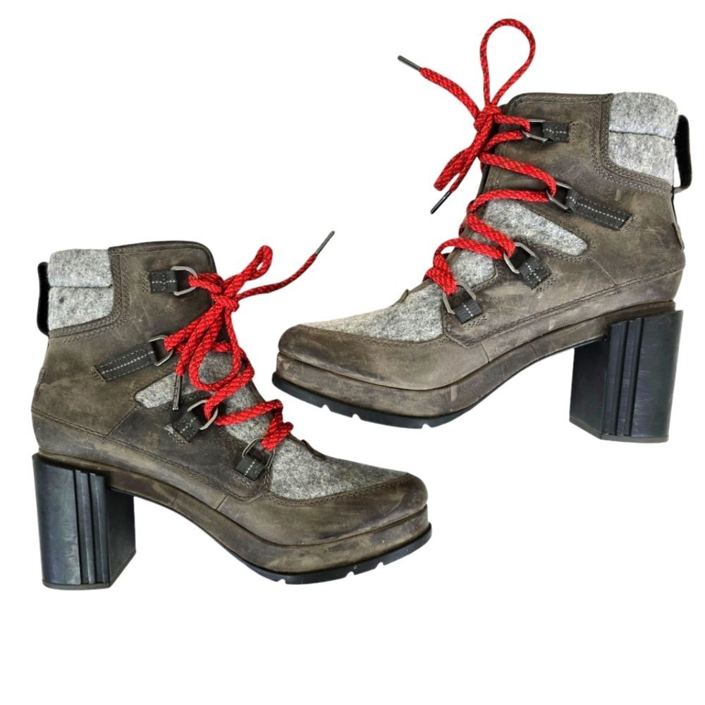 Sorel Womens Blake Quarry Lace Up Chunky Heel Booties US 9.5